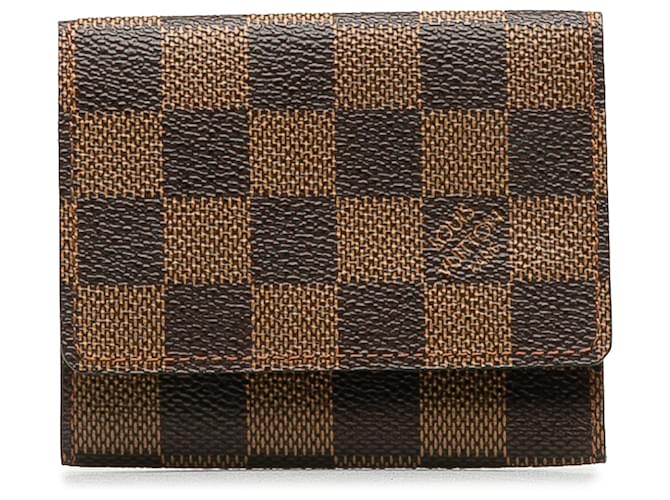 Louis Vuitton Brown Damier Ebene Business Card Holder Cloth  ref.1232853