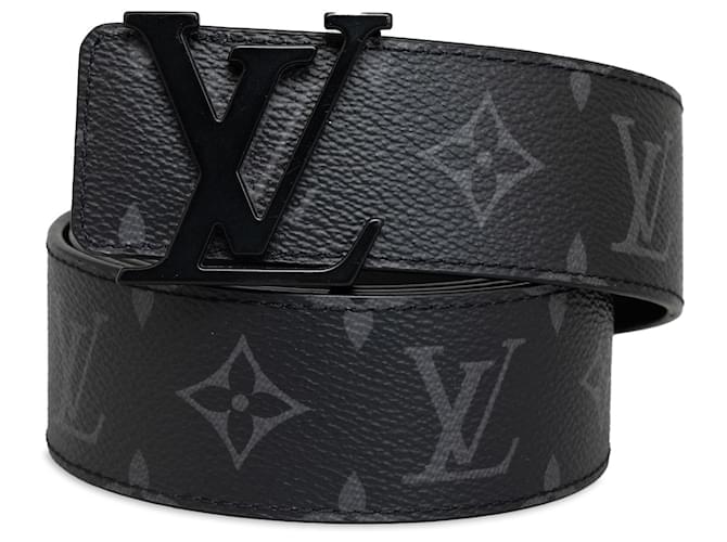 Cinto reversível Louis Vuitton Black Monogram Eclipse LV Initiales Preto Lona  ref.1232854
