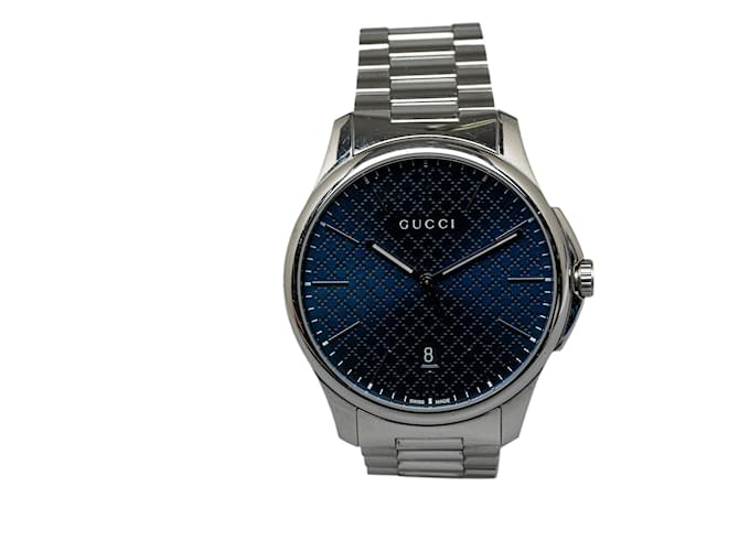 Relógio Gucci Prata Quartzo Aço Inoxidável Diamante G-Timeless Azul Metal  ref.1232864