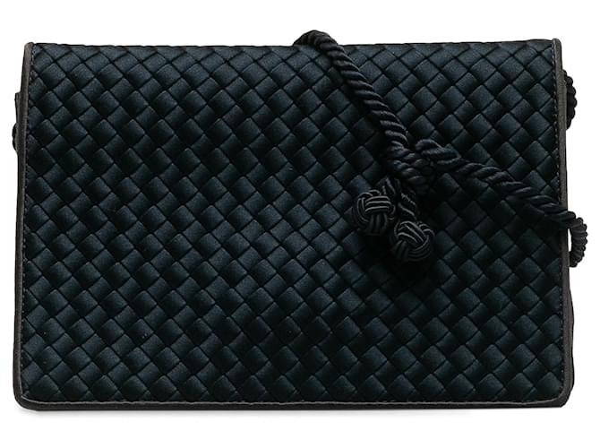 Bottega Veneta Black Intrecciato Satin Crossbody Bag Cloth  ref.1232868