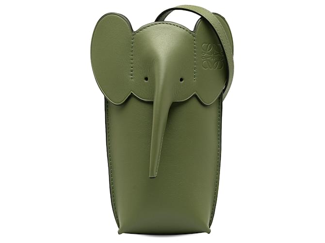 Bolso bandolera con bolsillo de elefante verde de Loewe Verde oscuro Cuero Becerro  ref.1232873