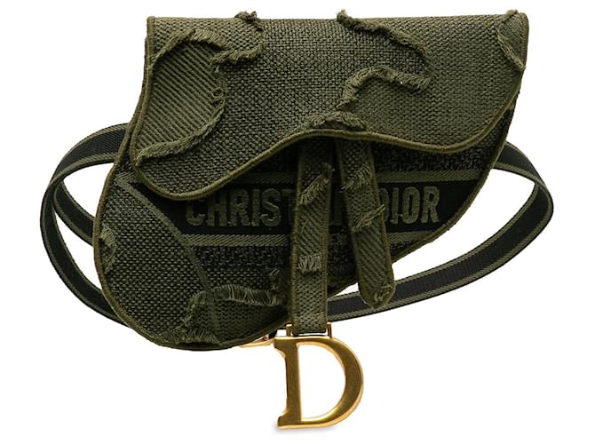Sac ceinture Saddle camouflage vert Dior Toile Tissu Vert olive  ref.1232881