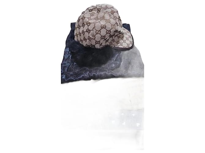 Gucci cappelli Marrone chiaro Cotone Pelliccia  ref.1232912
