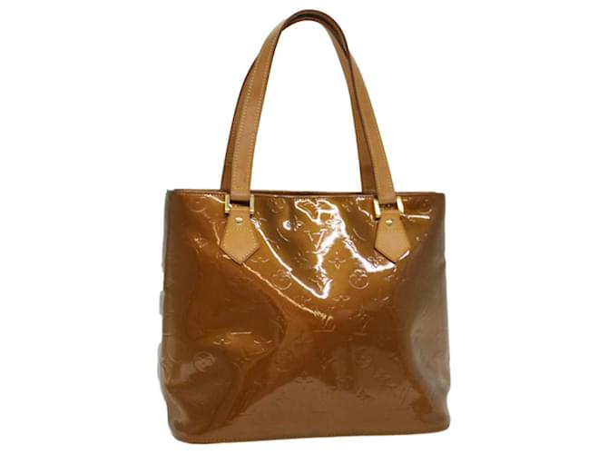 LOUIS VUITTON Monogram Vernis Houston Hand Bag Bronze M91122 LV Auth 52502 Patent leather  ref.1232945