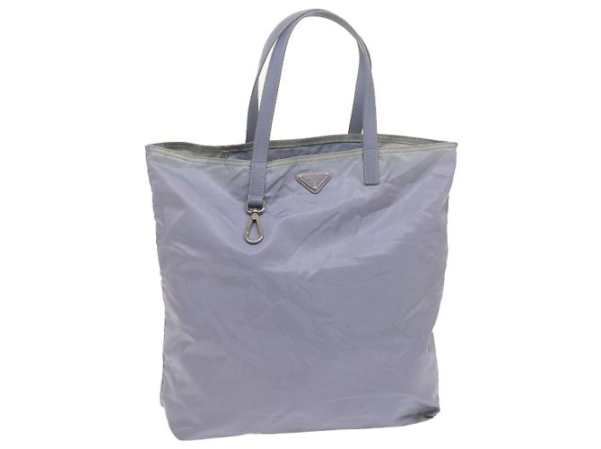 Tote PRADA Einkaufstasche Nylon Hellblau Auth ac2744 