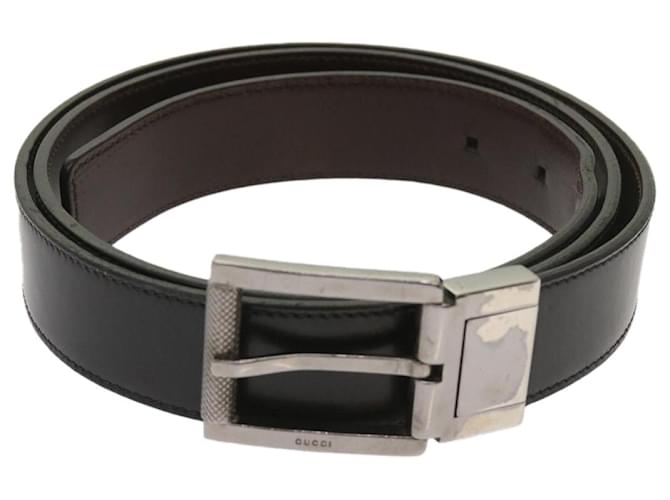 GUCCI Belt Leather 38.6""-40.2"" Black Auth ti1520  ref.1232955