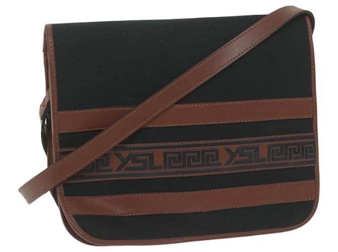 SAINT LAURENT Shoulder Bag Canvas Black Brown Auth ep2942 Cloth  ref.1232976