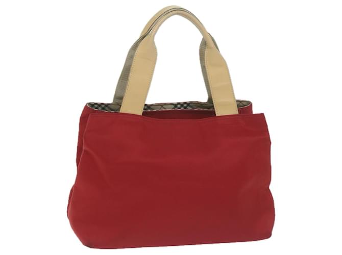 BURBERRY Nova Check Hand Bag Nylon Red Beige Auth bs11731  ref.1232993