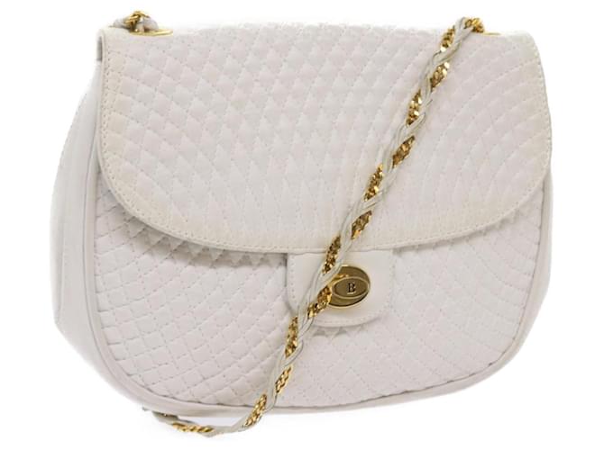 BALLY Quilted Shoulder Bag Leather White Auth bs11685  ref.1233002