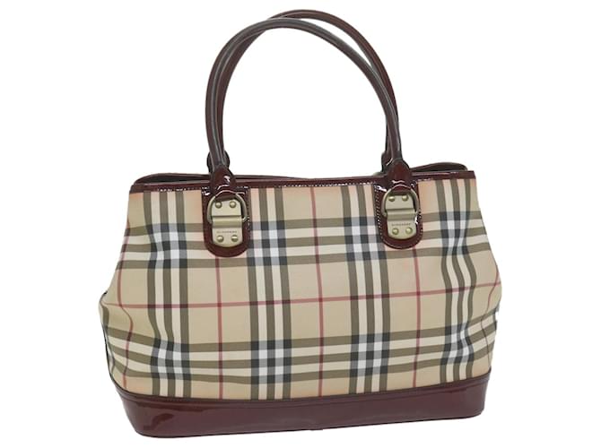 BURBERRY Nova Check Tote Bag Coated Canvas Beige Auth yk10308 Cloth  ref.1233021