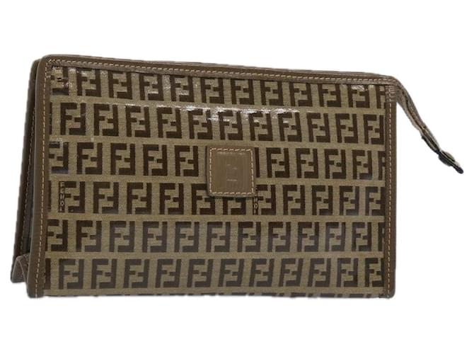 FENDI Zucchino Canvas Pouch Brown Auth ep3045  ref.1233023