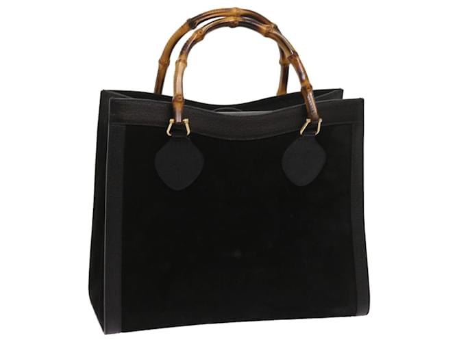 GUCCI Bamboo Hand Bag Suede Black 002 1186 0260 Auth ep3069  ref.1233052
