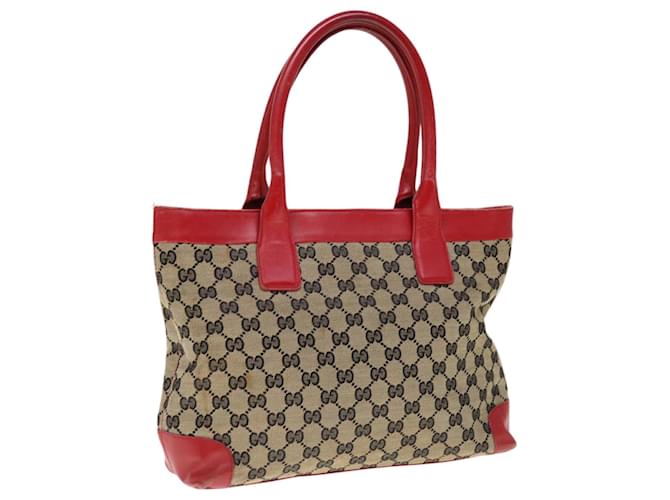 GUCCI GG Canvas Tote Bag Beige Red 002 1119 Auth yk10381 Cloth  ref.1233054