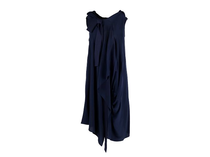 Abito Moschino in seta con nodo Blu Blu navy