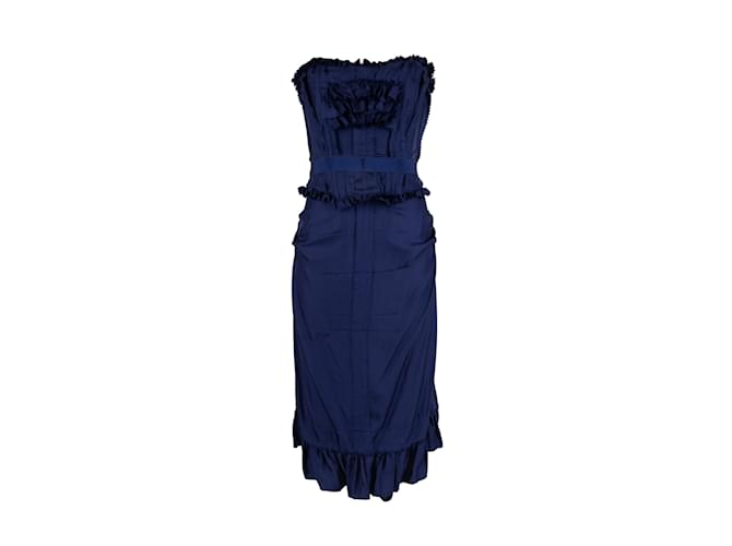 Moschino Ruffled Corset Dress Blue Silk  ref.1233145