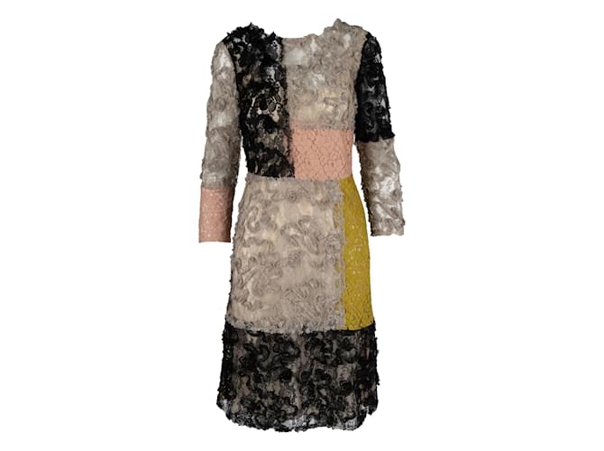 Vestido de encaje con bloques de color barato y elegante de Moschino Multicolor  ref.1233150