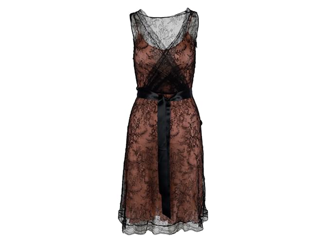 Moschino Lace Dress with Pink Camisole Black  ref.1233151