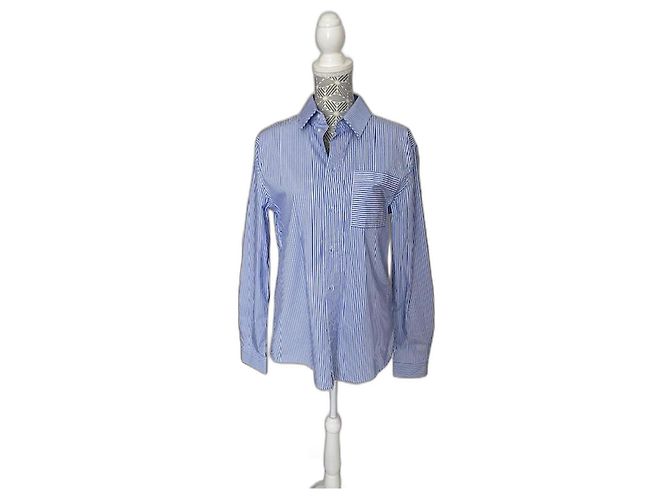 Karl Lagerfeld gestreiftes Baumwollhemd blau weiß