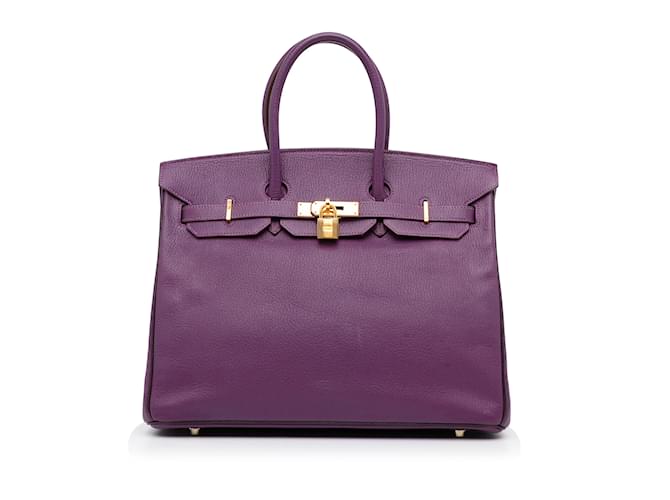 Birkin Hermès HERMES HandbagsLeather Purple  ref.1233348
