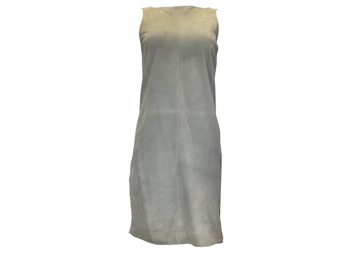 Fabiana Filippi Grey Sleeveless Suede Leather and Metallic Knit Dress  ref.1233362