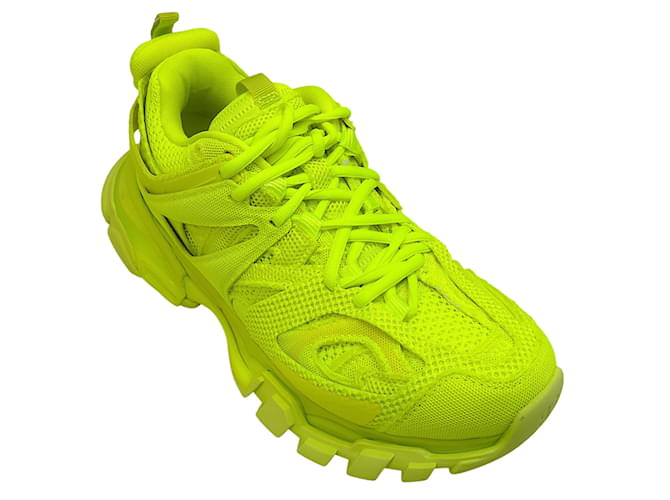 Balenciaga Neon Yellow Mesh Sneakers Leather  ref.1233363