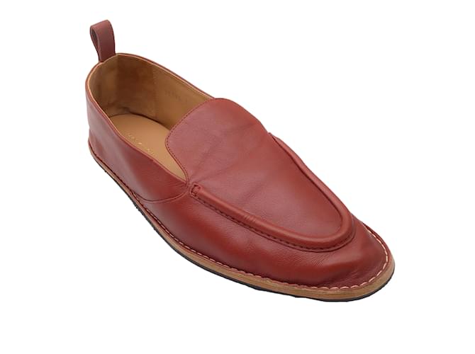 Dries Van Noten Brick Red Leather Loafers / Flats  ref.1233402