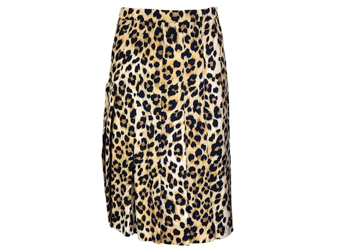 Moschino Tan / Black Leopard Printed Crepe Skirt Camel Viscose  ref.1233412