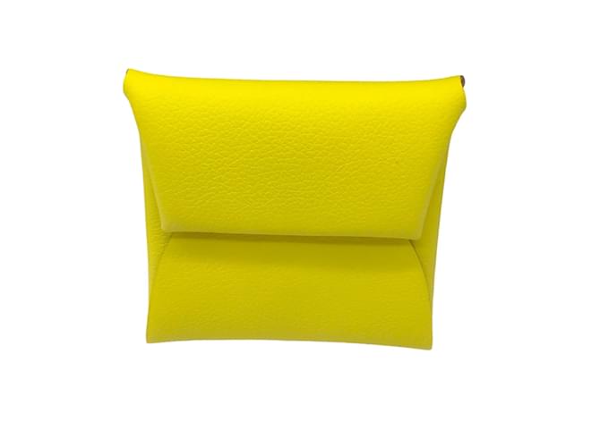 Hermès Hermes Yellow Bastia Mini Leather Wallet  ref.1233429