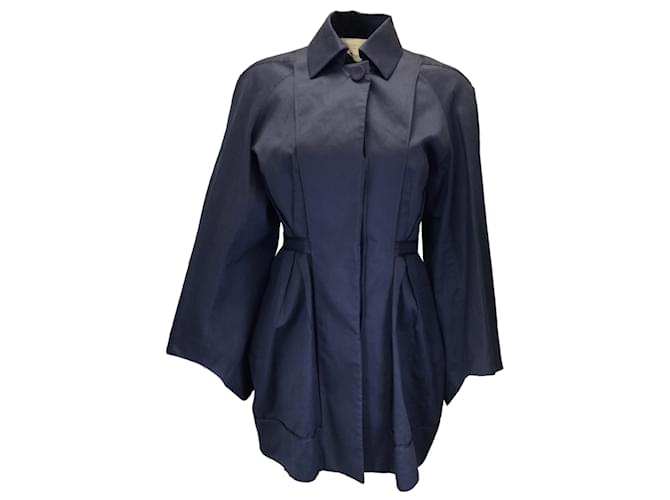 Stella Mc Cartney Stella McCartney Navy Blue Cotton and Silk Trench Coat  ref.1233434