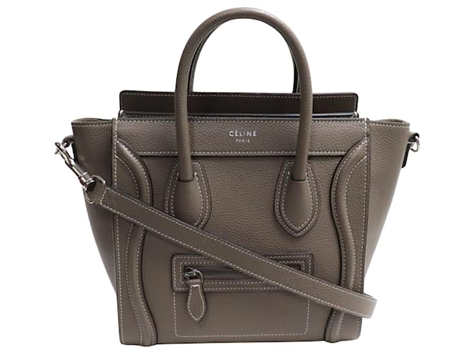 Céline Celine nano luggage Grey Leather  ref.1233481