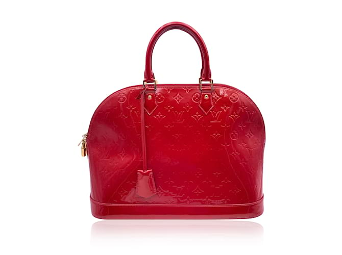 Louis Vuitton Bolso rojo Pomme D'Amour Monogram Vernis Alma GM Roja Charol  ref.1233569