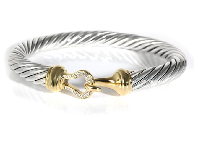 David Yurman Cable Collectibles Bracelet in 18k yellow gold/sterling silver 0.09 Silvery Metallic Metal  ref.1233621