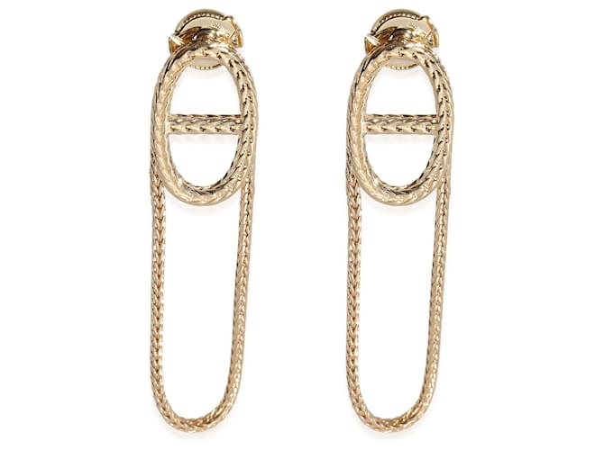 Hermès Chaine d'ancre Danae Earrings in 18k yellow gold Silvery Metallic Metal  ref.1233622