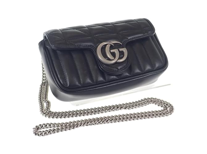 Gucci Bolso bandolera Super Mini GG Marmont Matelasse 476433 Cuero  ref.1233641