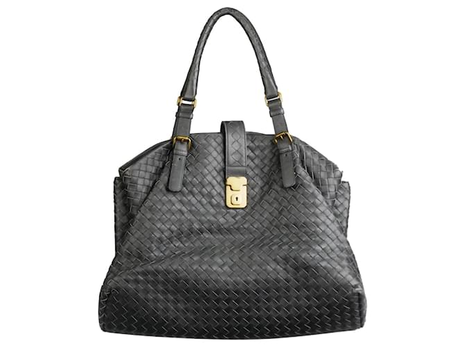 Bottega Veneta Dark grey 2008 Intrecciato Leather Shoulder Bag  ref.1233656