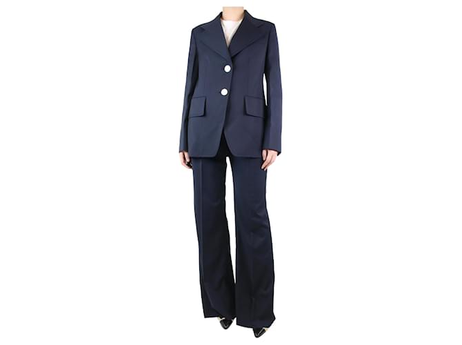 Prada Blazer in lana blu e pantaloni a gamba dritta - taglia UK 10  ref.1233678