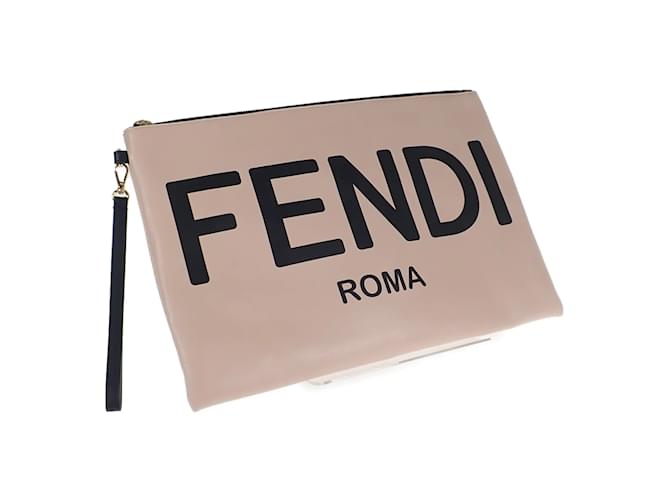 Pochette in pelle con pochette piatta con logo Fendi 8N0178 AEHR in buone condizioni  ref.1233689