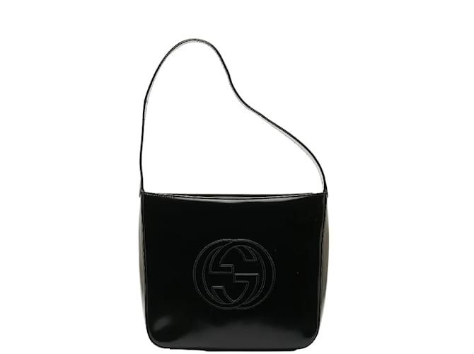 Sac à épaule Gucci en cuir verni avec G entrelacé en bon état Noir  ref.1233703