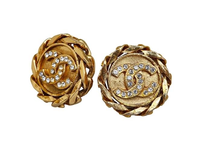 Orecchini Chanel Strass CC Clip On Orecchini in metallo in buone condizioni  ref.1233706