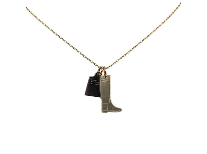 Hermès Amulette-Maroquinier-Anhänger-Halskette Metall  ref.1233709