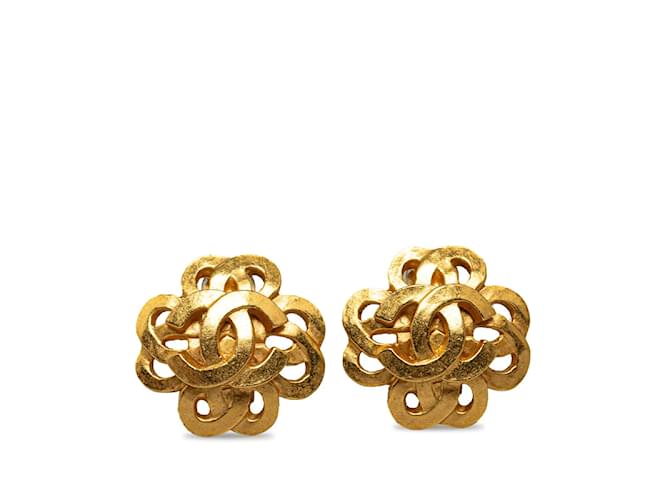 Chanel CC Flower Clip On Earrings Metal  ref.1233716