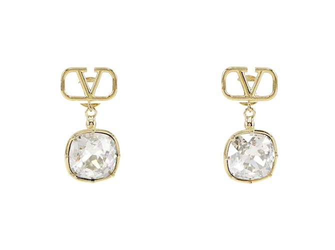 Valentino Boucles d'oreilles pendantes en cristal avec logo V Métal  ref.1233743