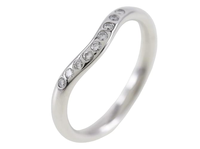 Autre Marque Platinum Diamond Curved Ring  ref.1233744