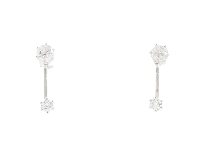 Autre Marque [LuxUness] Orecchini pendenti con diamanti in platino Orecchini in metallo in buone condizioni  ref.1233749