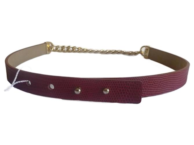 MAX MARA genuine leather belt. Dark red Metal  ref.1233777