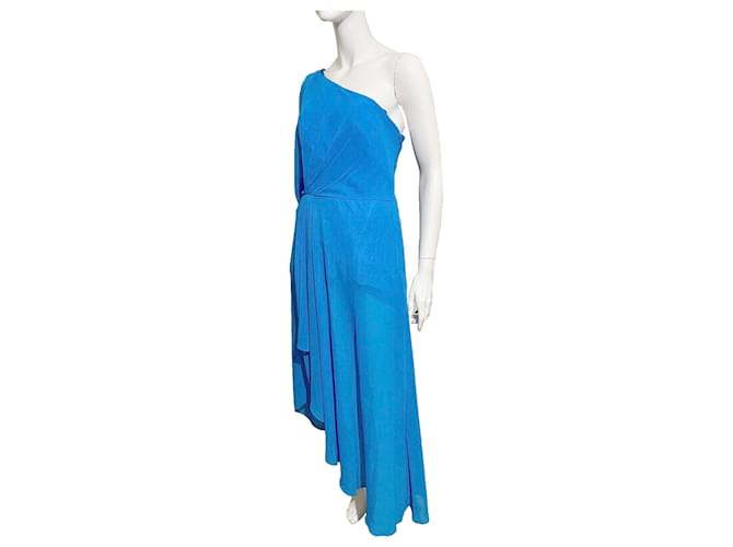 Jenny Packham Vestido de noche azul claro con un solo hombro Turquesa Poliéster Satén  ref.1233793