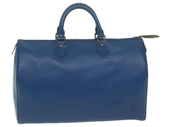 Louis Vuitton Speedy 35 Blue Leather  ref.1233886
