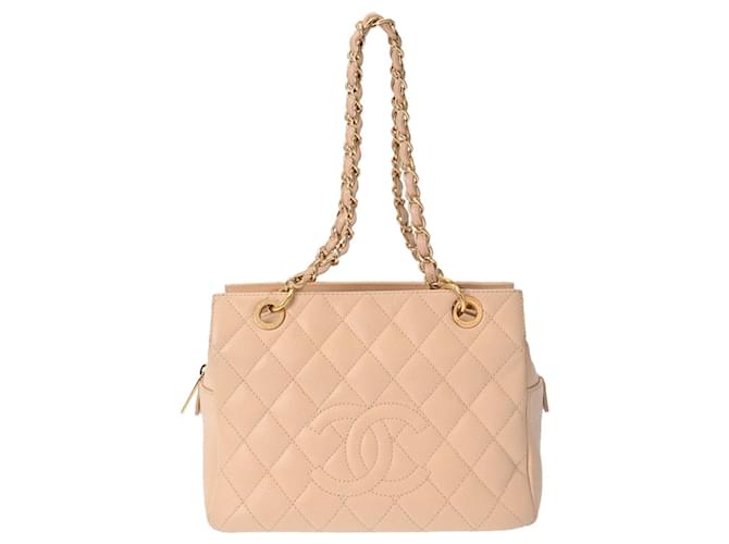 Timeless Chanel Bege Couro  ref.1233947