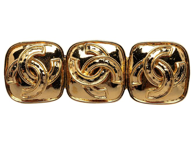 Broche Chanel Gold Triplo CC Dourado Metal Banhado a ouro  ref.1234214