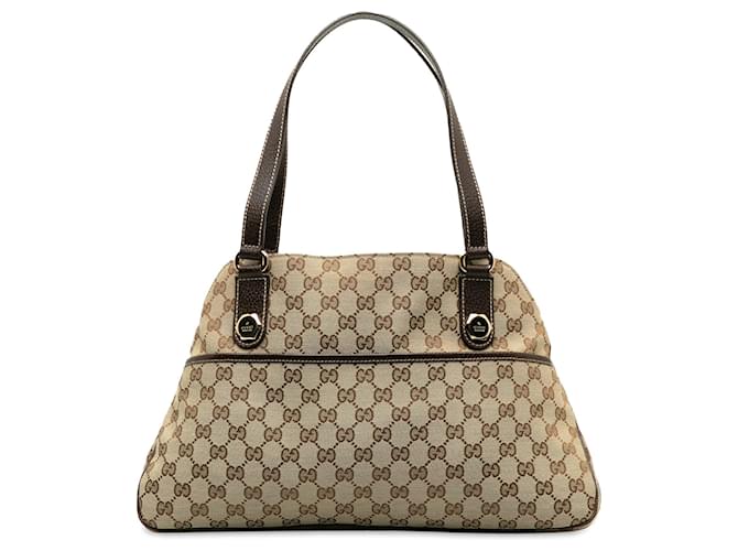 Gucci Brown GG Canvas Charmy Shoulder Bag Beige Leather Cloth Pony-style calfskin Cloth  ref.1234241